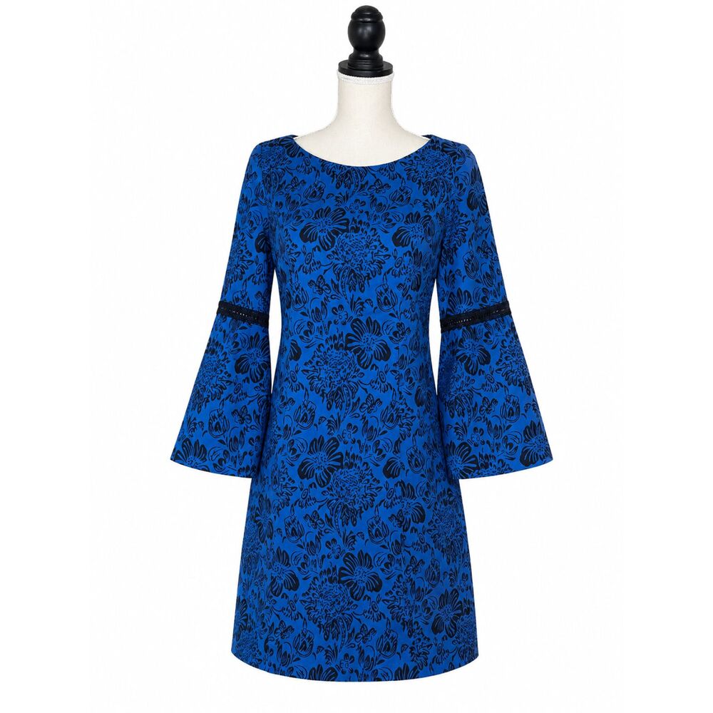 LAUNDRY BY SHELLI SEGAL FLORAL BELL SLEEVE SPECIAL OCCASION DRESS ATTIRE DRESS